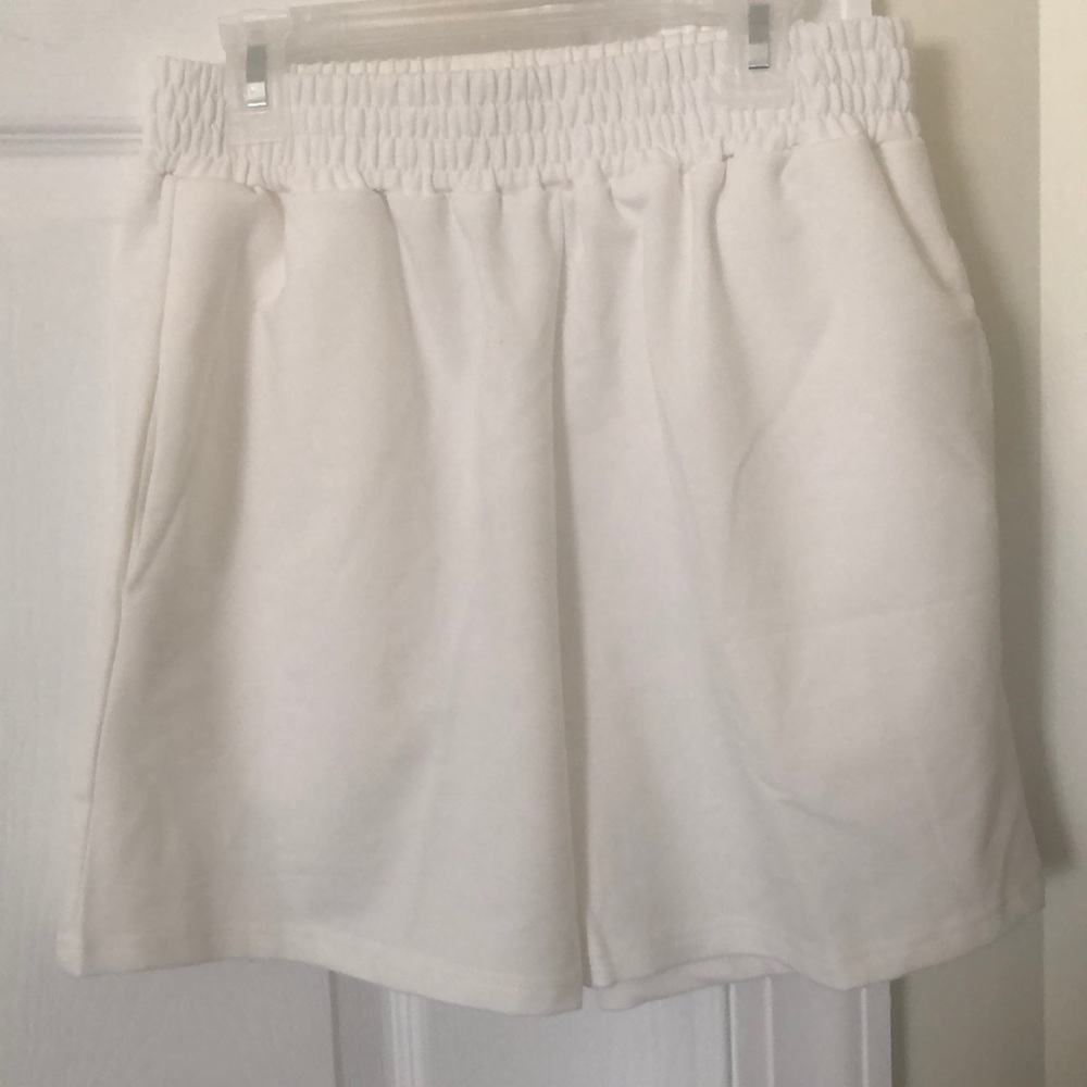 White cotton basketball shorts